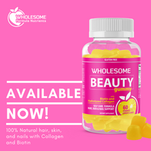 Load image into Gallery viewer, Biotin Gummies with Collagen, Vitamin C &amp; E |  Wholesome Beauty
