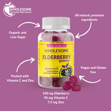 Load image into Gallery viewer, Elderberry Gummies with Vitamin C &amp; Zinc | Wholesome Immune Support
